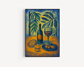 Wine Bottle Wine Glass Matisse Print, Matisse Style Kitchen Art, Mediterranean Italian Art, Tropical, Exhibition Print, Retro Vintage Poster