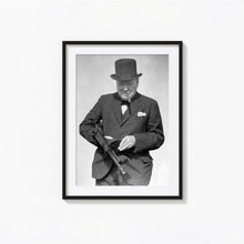 Winston Churchill Holding a Tommy Gun Print, Black and White Wall Art, Vintage Print, Photography Prints, Museum Quality Photo Print 1870523732