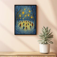 Winter Ice Skating Children Print Festive Christmas Lights