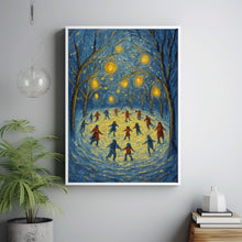 Winter Ice Skating Children Print Festive Christmas Lights