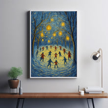 Winter Ice Skating Children Print Festive Christmas Lights
