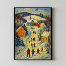 Winter Town Wall Art Christmas Village Cute Christmas Decor Cozy Season Print Farmhouse Decor