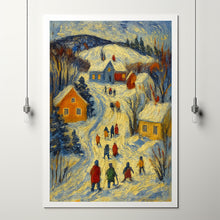 Winter Town Wall Art Christmas Village Cute Christmas Decor Cozy Season Print Farmhouse Decor