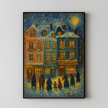 Winter Town Wall Art Retro Christmas Pastel Tone Decor Whimsical Snowy Village(2)