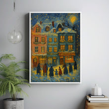 Winter Town Wall Art Retro Christmas Pastel Tone Decor Whimsical Snowy Village(2)