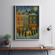 Winter Town Wall Art Retro Christmas Pastel Tone Decor Whimsical Snowy Village(2)
