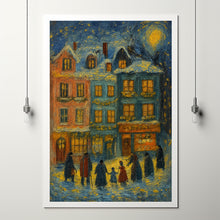 Winter Town Wall Art Retro Christmas Pastel Tone Decor Whimsical Snowy Village(2)