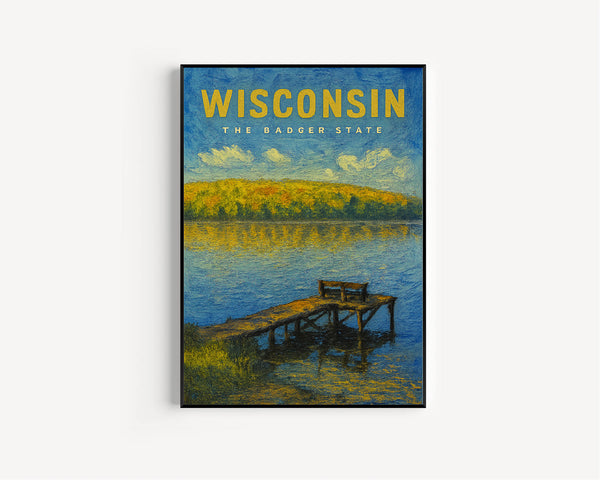 Wisconsin Travel Poster, Wisconsin Art Print, Wisconsin Gift, Wisconsin Wall Art, Wisconsin Home Decor, Retro Wisconsin Canvas