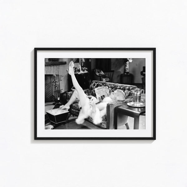 Woman Drinking Wine and Reading Newspaper Print, Black and White Wall Art, Vintage Print, Photography Prints, Museum Quality Photo Art Print 1789494507