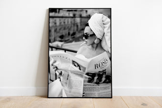 Woman Reading Newspaper Print, Black and White, Luxury Fashion Poster, Printable Hypebeast Wall Art, Girls Bedroom Decor, Digital Download 1826246321