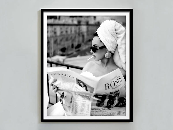 Woman Reading Newspaper Print, Black and White, Luxury Fashion Poster, Printable Hypebeast Wall Art, Girls Bedroom Decor, Digital Download 1826246321