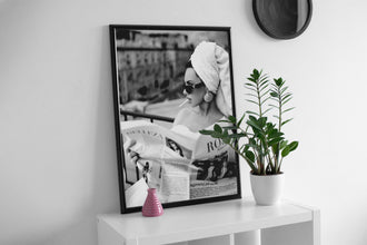 Woman Reading Newspaper Print, Black and White, Luxury Fashion Poster, Printable Hypebeast Wall Art, Girls Bedroom Decor, Digital Download 1826246321