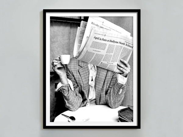 Woman Reading Newspaper Print, Coffee Shop Decor, Black and White, Vintage Photography, Fashion Poster, Dining Room Decor, Digital Download 4298645689 3439