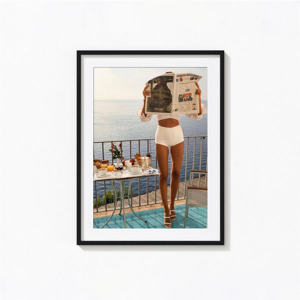 Woman Reading Newspaper Print, Fashion Magazine Art, Old Money Aesthetic, Vintage Print, Photography Prints, Museum Quality Photo Art Print 4343930579