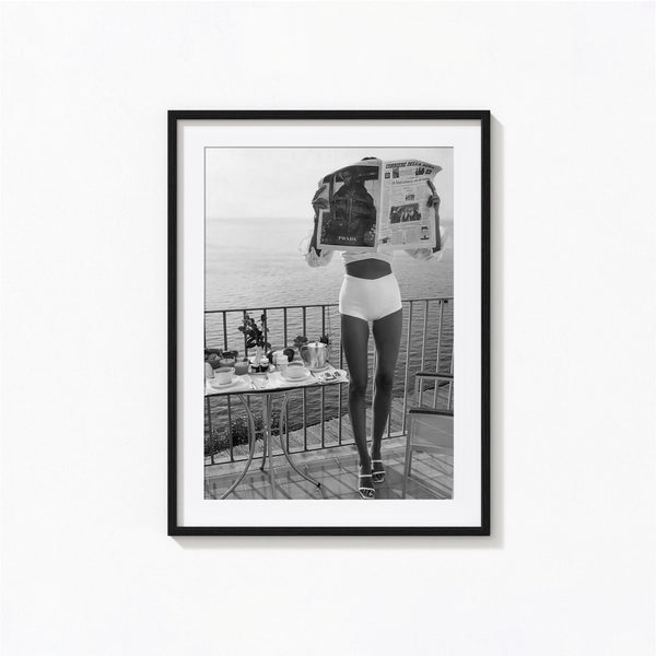 Woman Reading Newspaper Print, Fashion Magazine Black and White Wall Art, Vintage Print, Photography Prints, Museum Quality Photo Art Print 4343926544