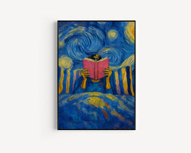 Woman Reading in Bed Poster, Colorful Book Lover Wall Art Print, Reading Nook Library Decor, Whimsical Retro Girly Poster, Cozy Bedroom Art