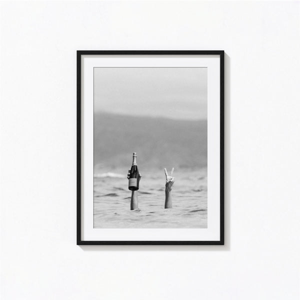 Woman With Wine in Beach Print, Feminist, Bar Cart Art, Black and White Wall Art, Vintage Print, Photography Prints, Museum Quality Print 1620779601
