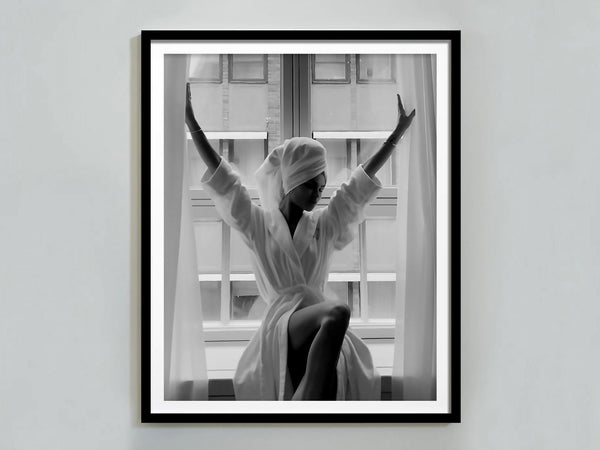 Woman in Window Print, Black and White, Vintage Photography, Fashion Wall Art, Girls Bathroom Decor, Hypebeast Wall Art, Digital Download 1757817986