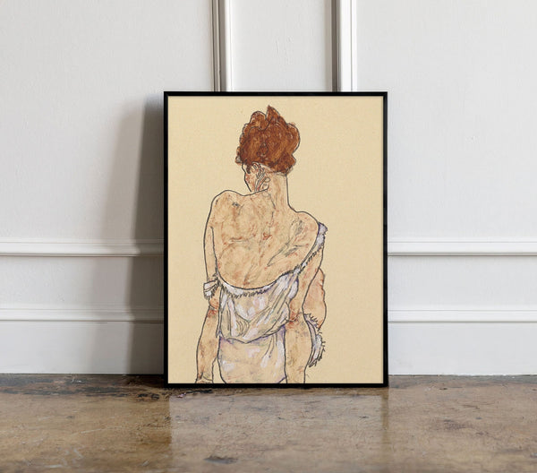 Woman seated in underwear by Egon Schiele Print, Egon Schiele Art Print, Egon Schiele Reproduction, Egon Schiele exhibition poster 1230885967