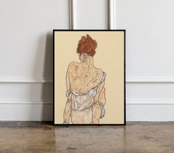 Woman seated in underwear by Egon Schiele Print, Egon Schiele Art Print, Egon Schiele Reproduction, Egon Schiele exhibition poster 1230885967