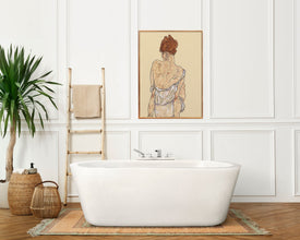 Woman seated in underwear by Egon Schiele Print, Egon Schiele Art Print, Egon Schiele Reproduction, Egon Schiele exhibition poster 1230885967