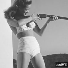 Woman with Dog Aims Rifle Print, Dona Drake Black and White Wall Art, Vintage Print, Photography Prints, Museum Quality Photo Art Print 1775295348