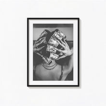 Woman with Money on Head Print, Luxury Fashion Black and White Wall Art, Vintage Print, Photography Prints, Museum Quality Photo Art Print 4341701030 7154