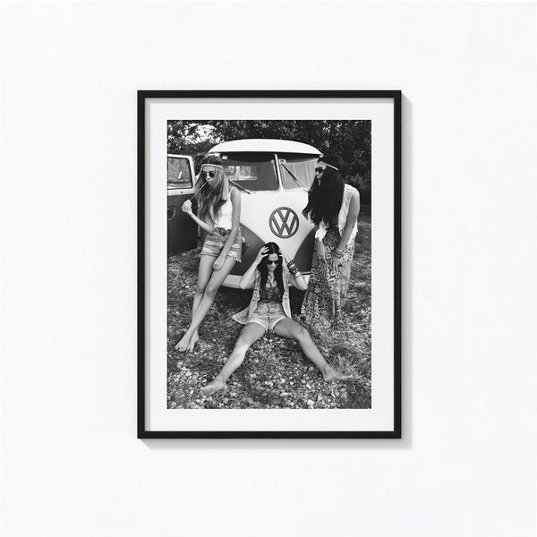 Woodstock Hippie Chicks Print, Peace and Love Black and White Wall Art, Vintage Print, Photography Prints, Museum Quality Photo Art Print 1620778403