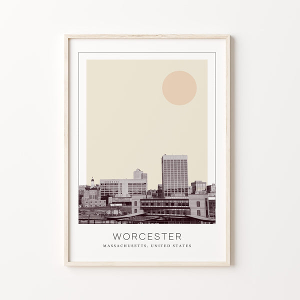 Worcester Poster Print, Worcester Travel Poster, Worcester Minimalistic Wall Art, Worcester, Massachusetts, United States 1868246784