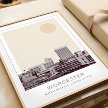Worcester Poster Print, Worcester Travel Poster, Worcester Minimalistic Wall Art, Worcester, Massachusetts, United States 1868246784
