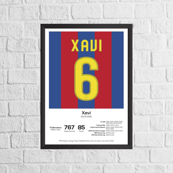Xavi Hernandez Barcelona Legend Stats Football Print 1403846355