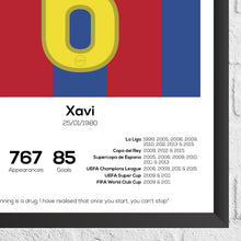 Xavi Hernandez Barcelona Legend Stats Football Print 1403846355