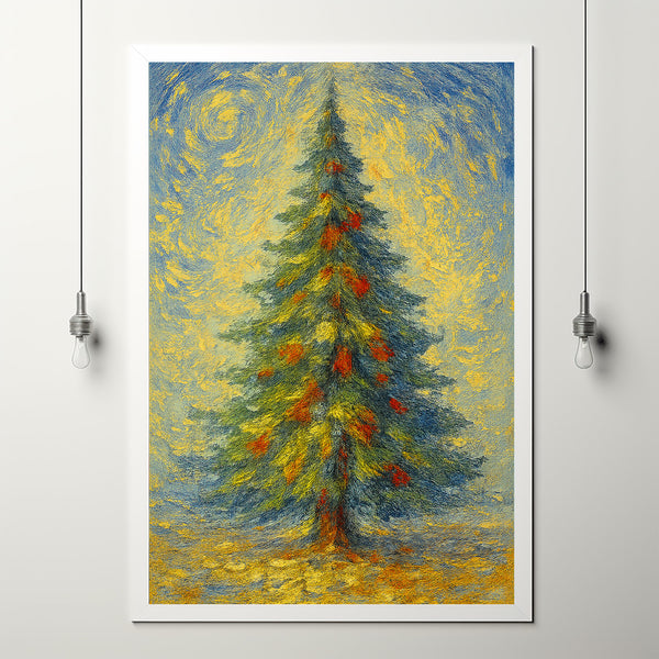 Xmas Tree Winter Art Print, Christmas Wall Art, Christmas Tree Gift Wall Art Holiday Decor Winter