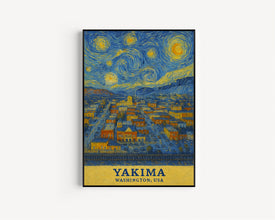 Yakima Print, Yakima Photo Poster, Yakima Travel Wall Art, Yakima Map Print, Yakima Van Gogh Style Print, Yakima Wall Décor, Washington, USA