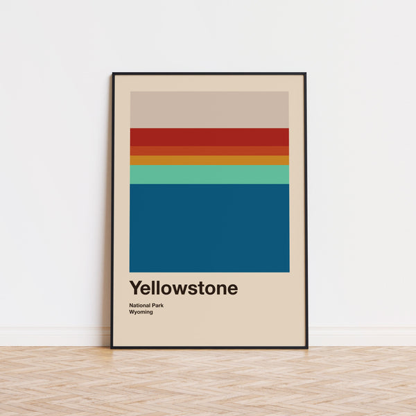 Yellowstone National Park Mid Century Poster  Abstract Travel Poster  Minimalist Art Print  National Park Poster   Wyoming Poster 1504797895