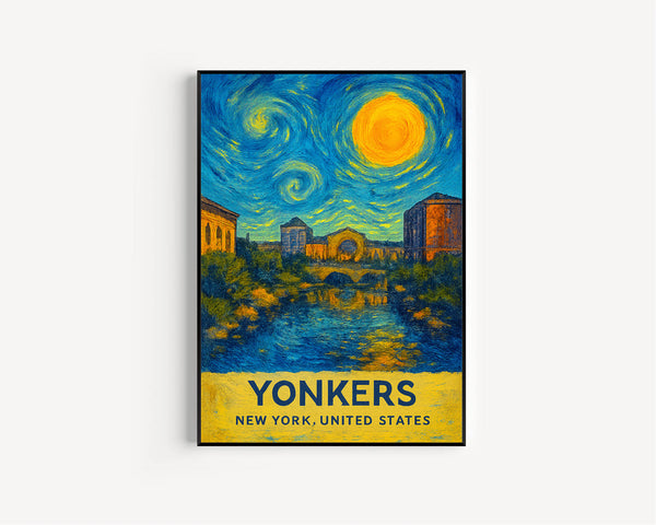 Yonkers Poster Print, Yonkers Travel Poster, Yonkers Van Gogh Style Wall Art, Yonkers, New York, United States