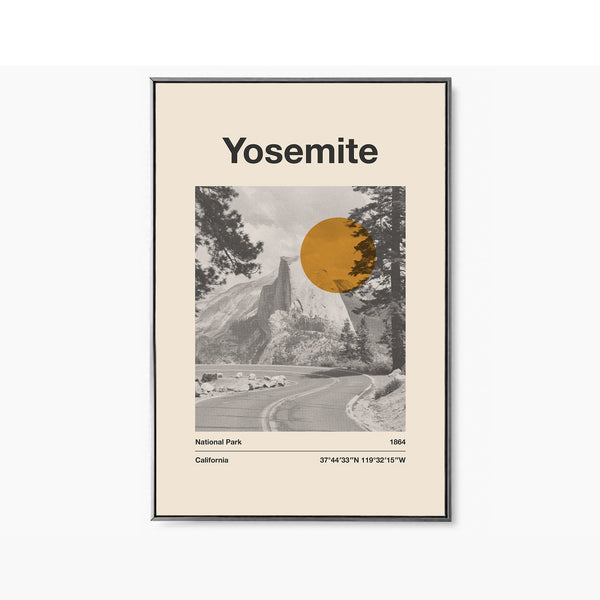 Yosemite National Park Mid Century Poster  Abstract Travel Poster  Minimalist Art Print  National Park Poster   California Poster 1534054246