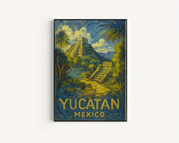Yucatan Mexico Travel Poster, Yucatan Travel Poster Print, Mexico Yucatan Travel Poster Wall Art, Mexico Travel Gift Wall Decor