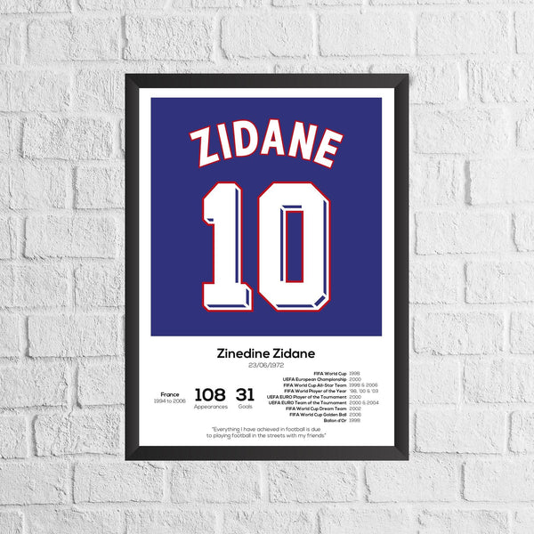 Zinedine Zidane France Legend Stats Football Print 1315435126