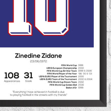 Zinedine Zidane France Legend Stats Football Print 1315435126