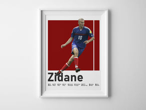 Zinedine Zidane Poster, French Soccer Legend Wall Art Sport Poster 1582877660