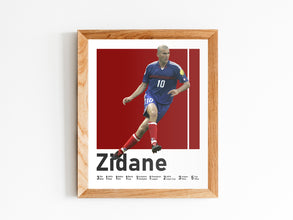 Zinedine Zidane Poster, French Soccer Legend Wall Art Sport Poster 1582877660