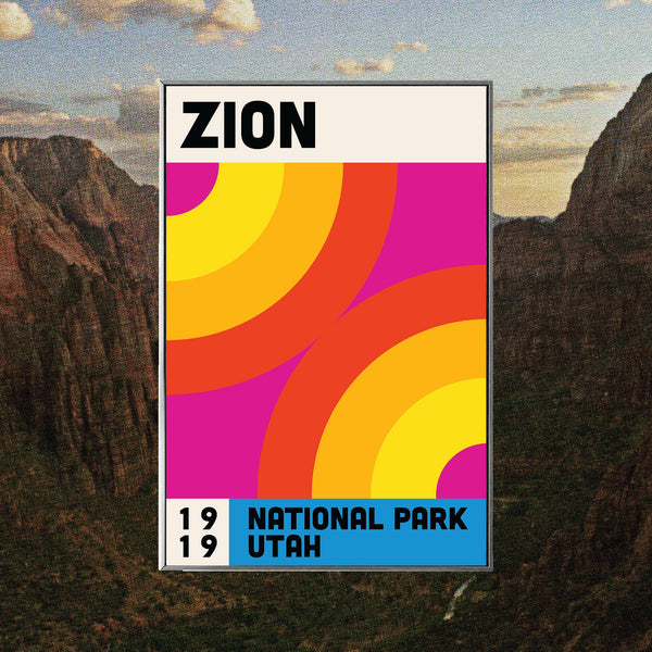 Zion National Park Mid Century Poster  Abstract Travel Poster  Minimalist Art Print  National Park Poster  Utah Poster 1709619475