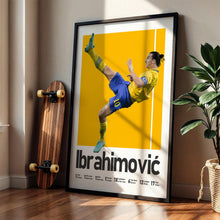 Zlatan Ibrahimovic Soccer Poster, Swedish Legend Wall Art, Yellow Blue Football Decor 1497231165