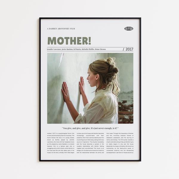 mother!, Darren Aronofsky, Retro Movie Poster, Custom Movie Poster Print 4421169770